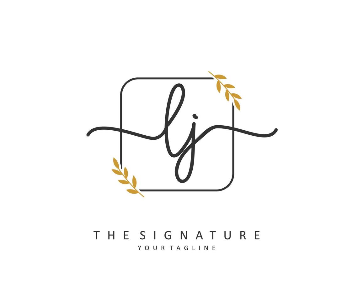 lj första brev handstil och signatur logotyp. en begrepp handstil första logotyp med mall element. vektor