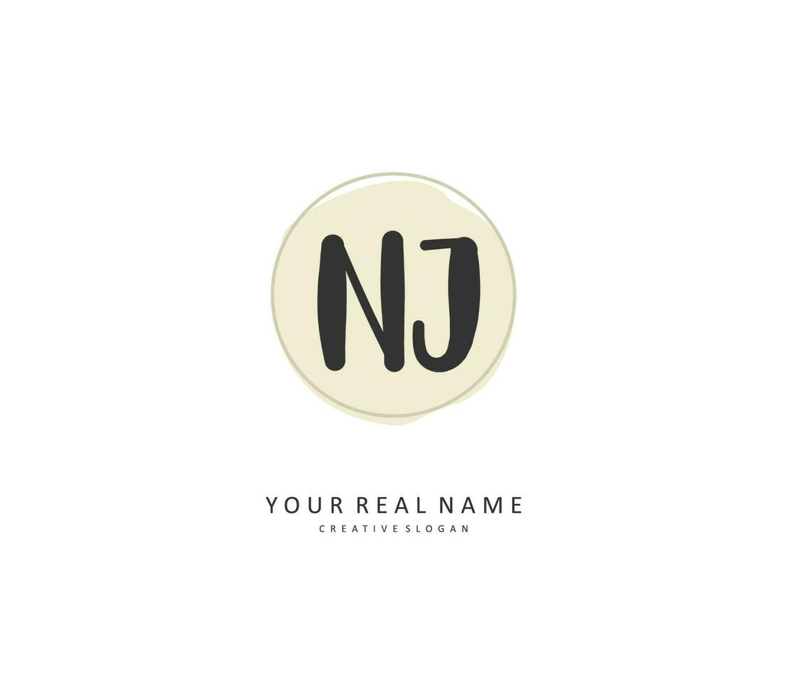 NJ Initiale Brief Handschrift und Unterschrift Logo. ein Konzept Handschrift Initiale Logo mit Vorlage Element. vektor