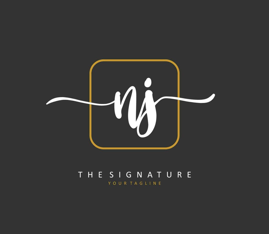 NJ Initiale Brief Handschrift und Unterschrift Logo. ein Konzept Handschrift Initiale Logo mit Vorlage Element. vektor