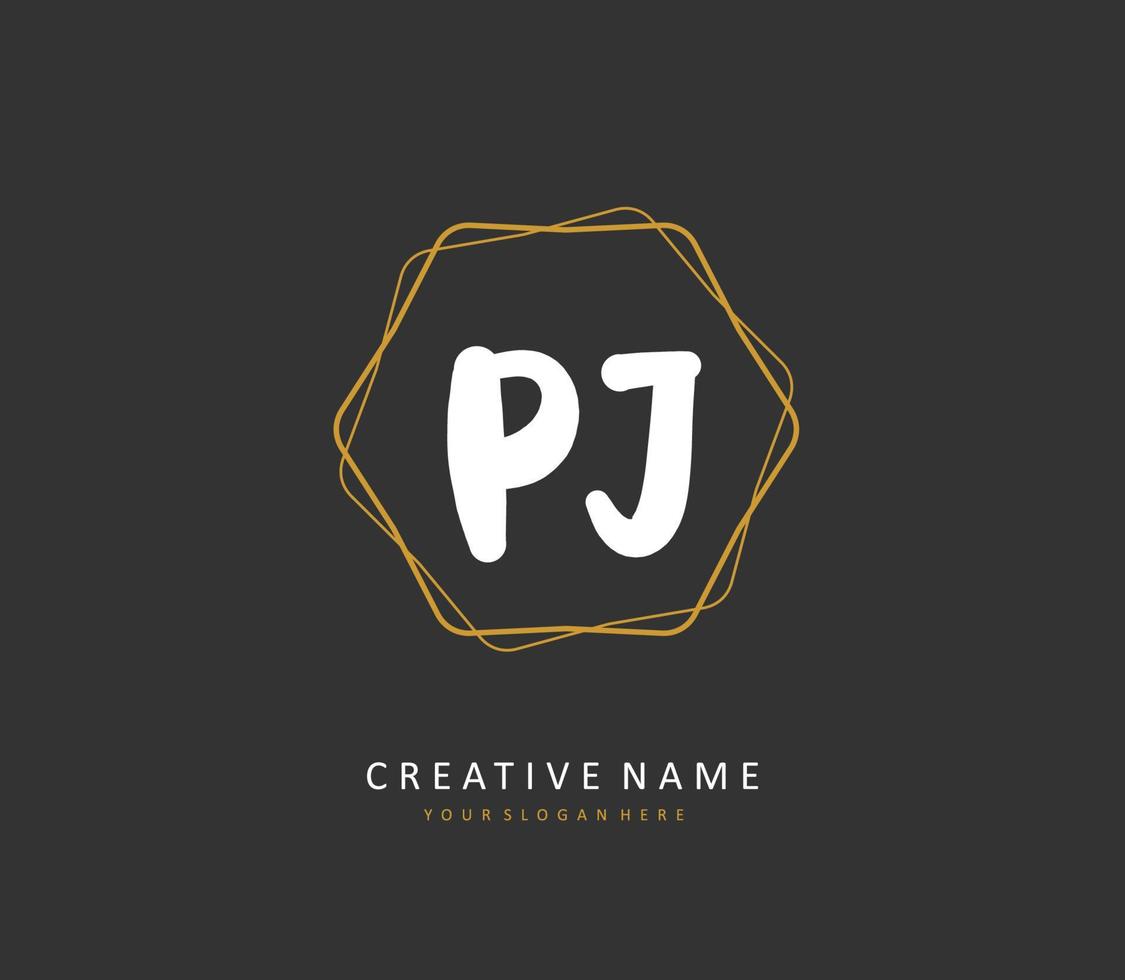 pj Initiale Brief Handschrift und Unterschrift Logo. ein Konzept Handschrift Initiale Logo mit Vorlage Element. vektor