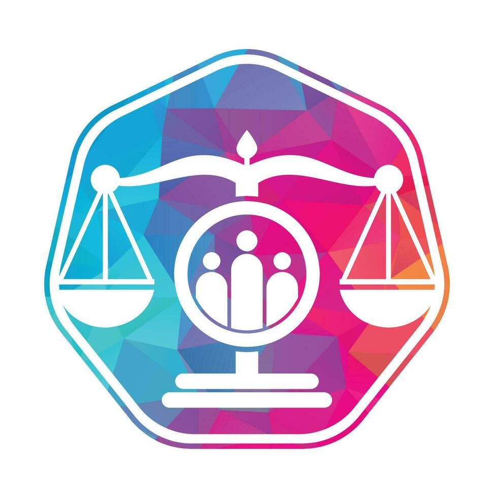 Gerechtigkeit Menschen Logo Design Vektor. Gesetz Feste und Menschen Logo Symbol Vorlage Design. vektor