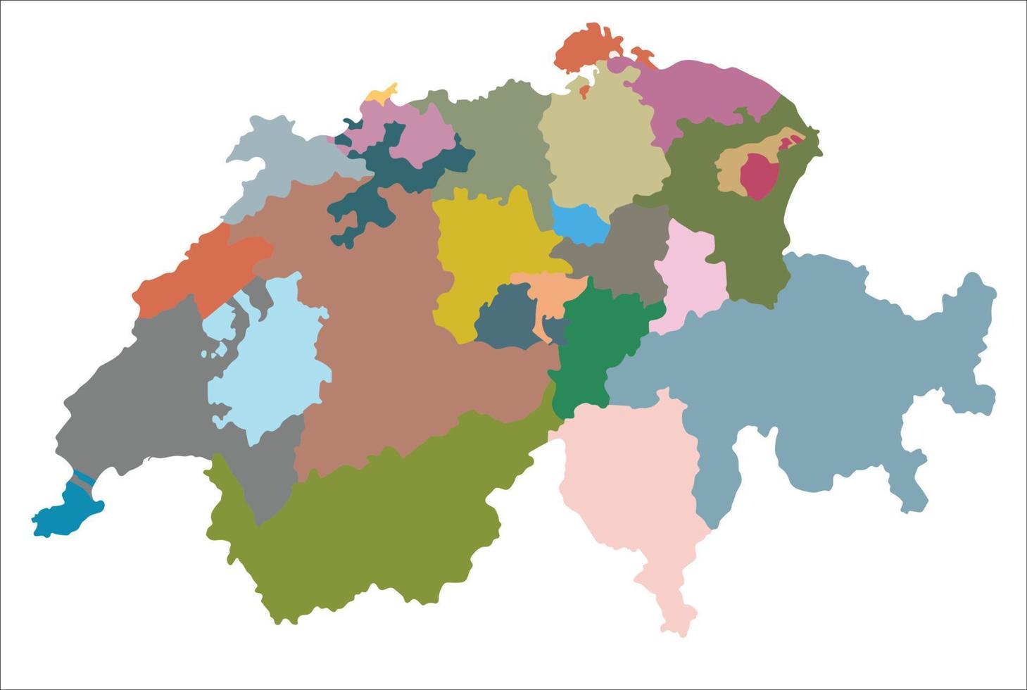 swiss eller schweiz Karta med de administrering av regioner. vektor