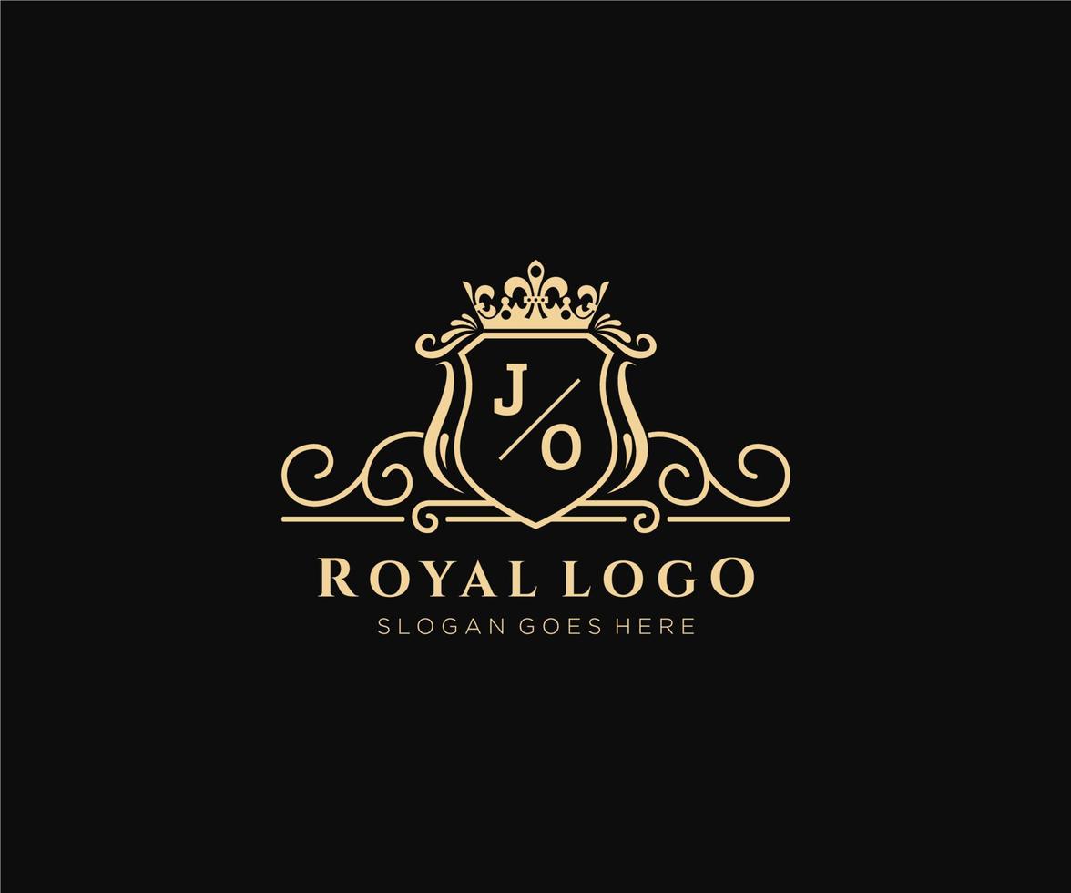 Initiale jo Brief luxuriös Marke Logo Vorlage, zum Restaurant, Königtum, Boutique, Cafe, Hotel, heraldisch, Schmuck, Mode und andere Vektor Illustration.