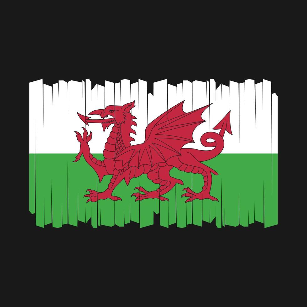 wales-flaggenbürstenvektor vektor