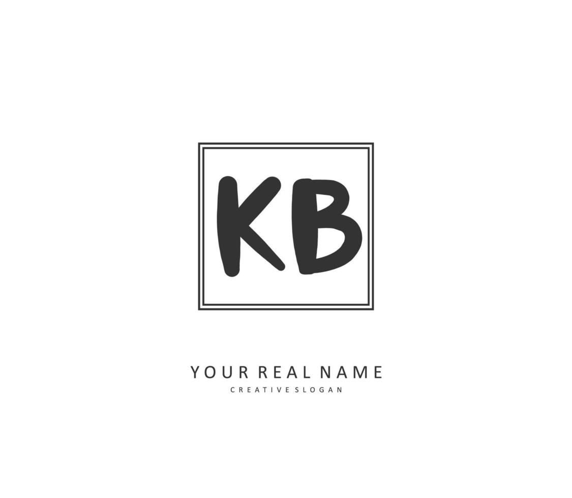 k b kb första brev handstil och signatur logotyp. en begrepp handstil första logotyp med mall element. vektor