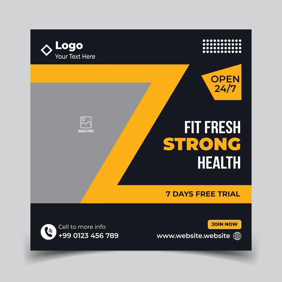 Fitnessstudio Flyer Design Vorlage, Netz oder Sozial Medien Banner Design vektor