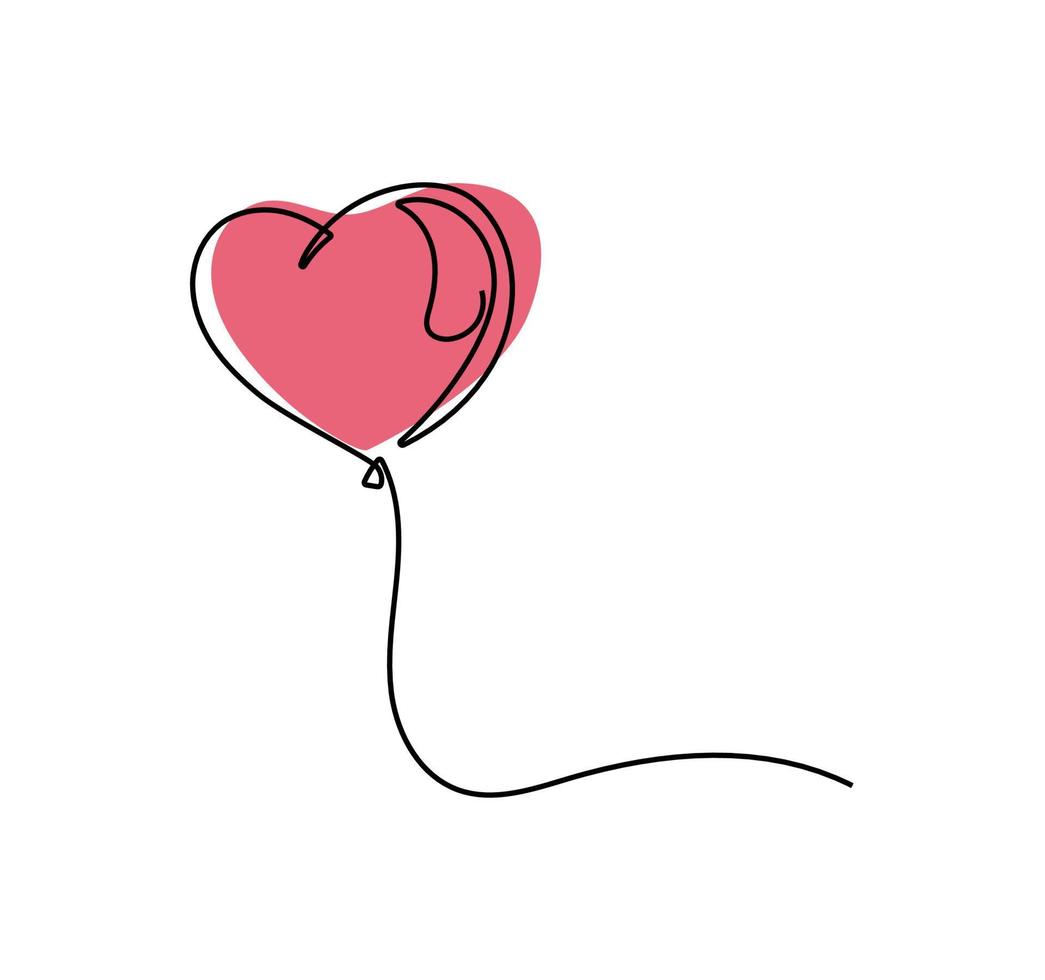 kärlek ballon en linje kontinuerlig enda linje konst redigerbar linje vektor
