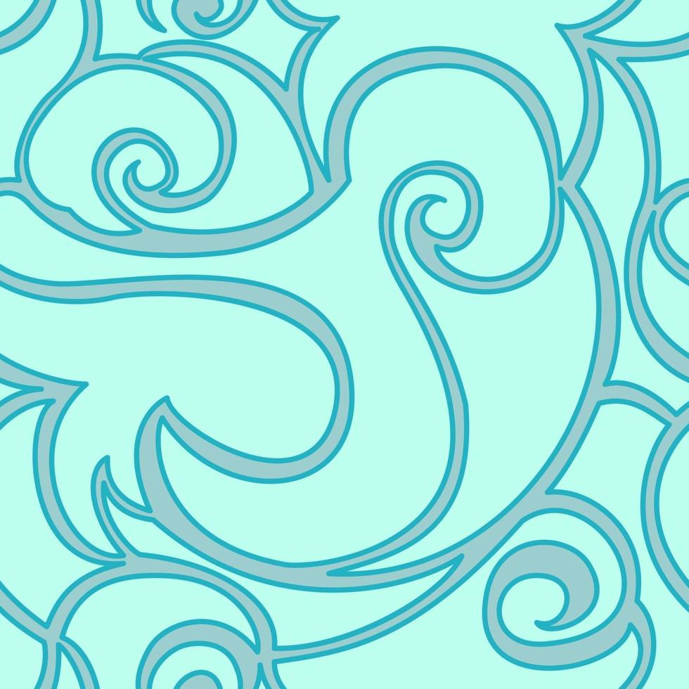 nahtloses Vektor-Türkis-Muster von Spiralen und Wellen. Textur für Textilien und Verpackungen. vektor