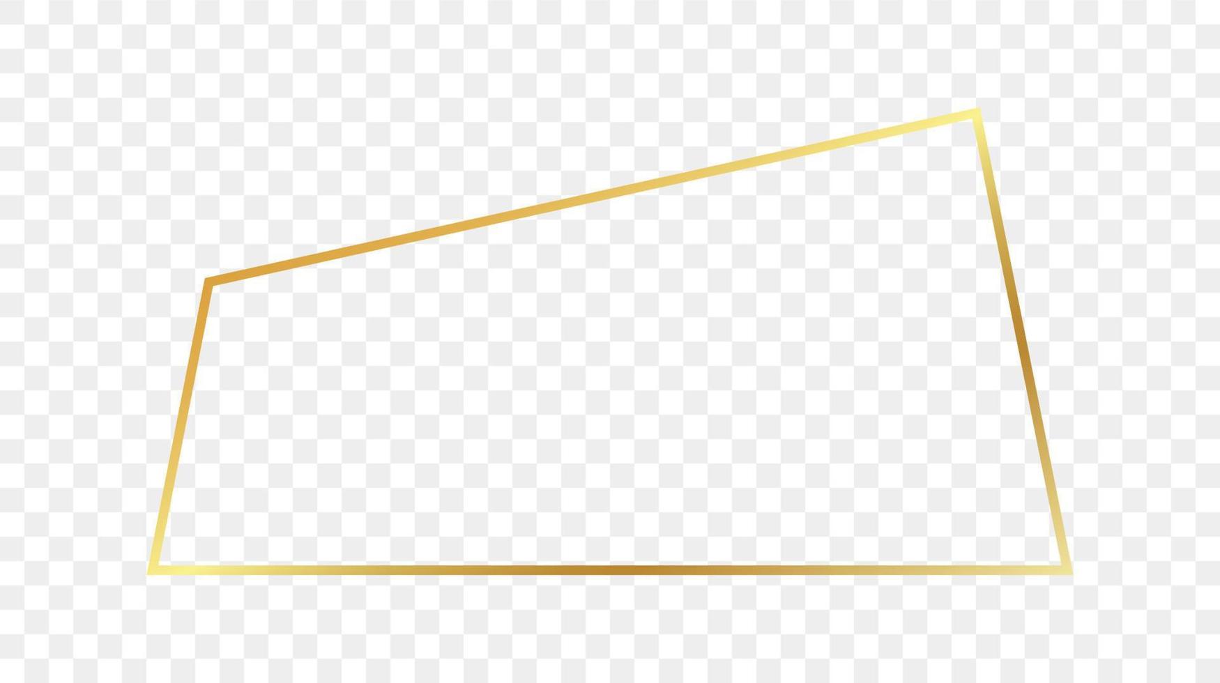 Gold glühend Trapez gestalten Rahmen isoliert auf Hintergrund. glänzend Rahmen mit glühend Auswirkungen. Vektor Illustration.