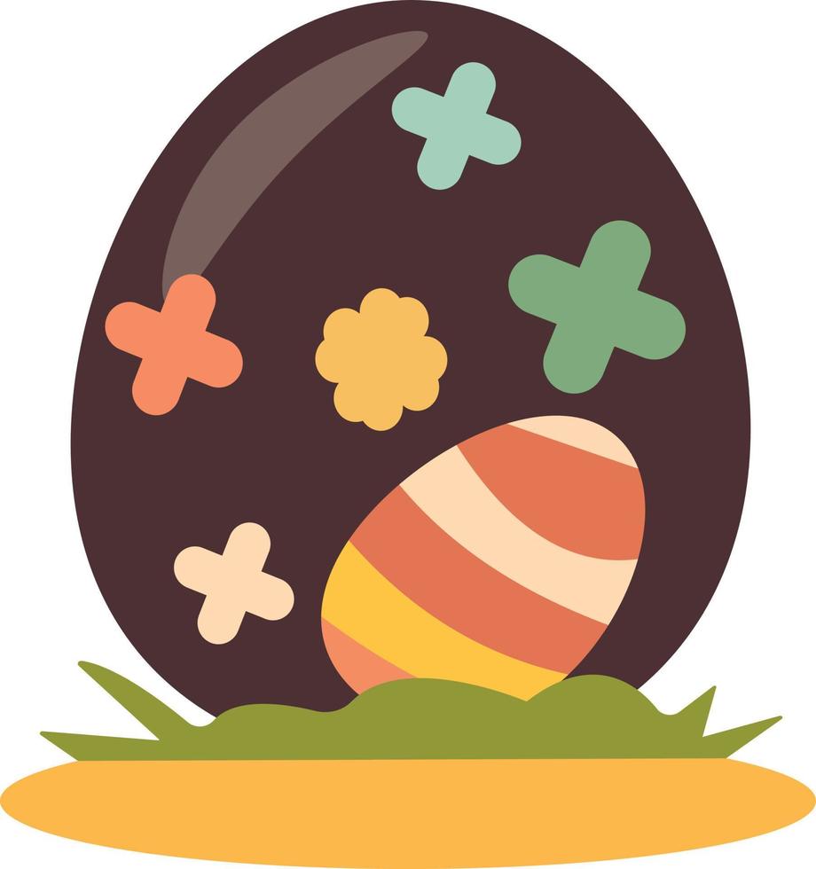 choklad ägg med omslag platt ikon vektor