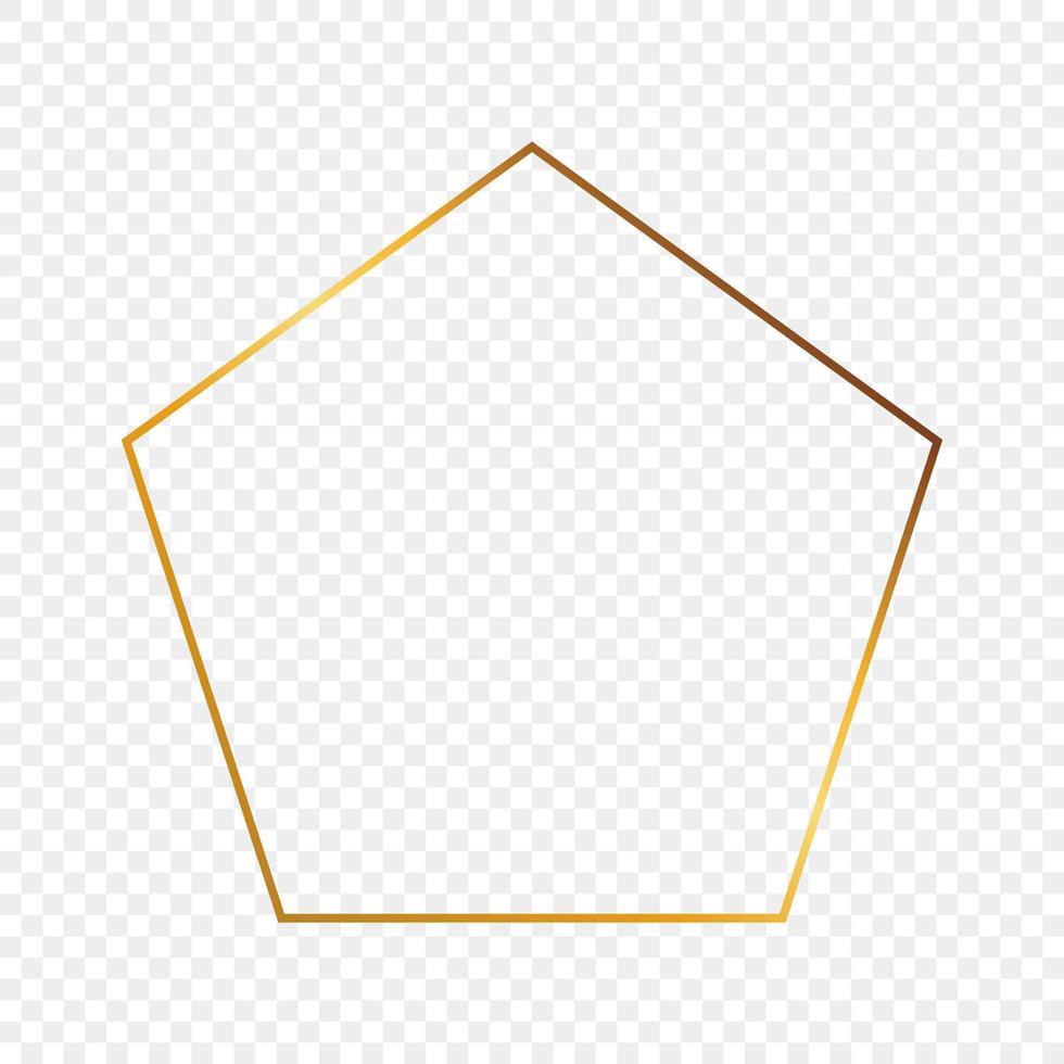 Gold glühend Pentagon gestalten rahmen. glänzend Rahmen mit glühend Auswirkungen. Vektor Illustration.