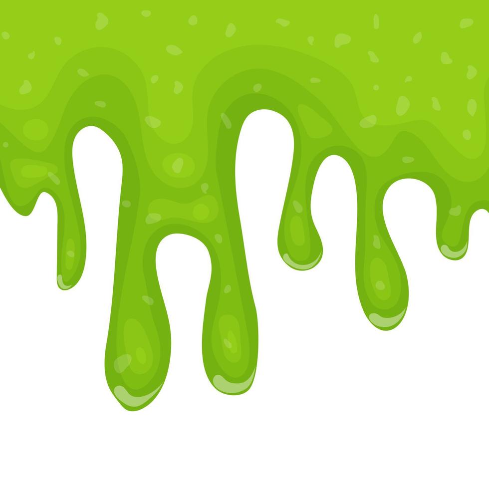 Grün tropft Flüssigkeit Schleim auf Weiß Hintergrund. Vektor Illustration