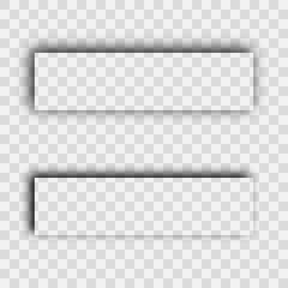 mörk realistisk skugga. uppsättning av två rektanglar skuggor vektor