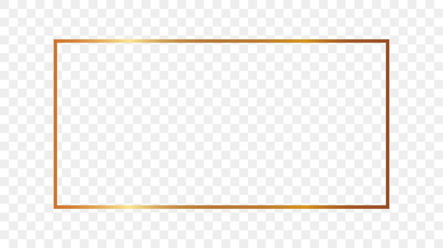 guld lysande rektangulär form ram isolerat på bakgrund. skinande ram med lysande effekter. vektor illustration