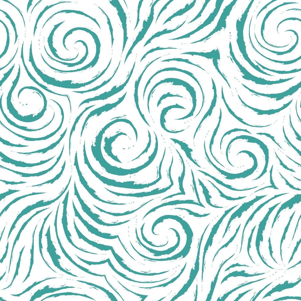 nahtloses vektorblaues Muster von glatten Linien mit gerissenen Kanten in Form von Ecken und Spiralen. Leichte Textur zum Veredeln von Stoffen oder Geschenkpapier in Pastellfarben. vektor
