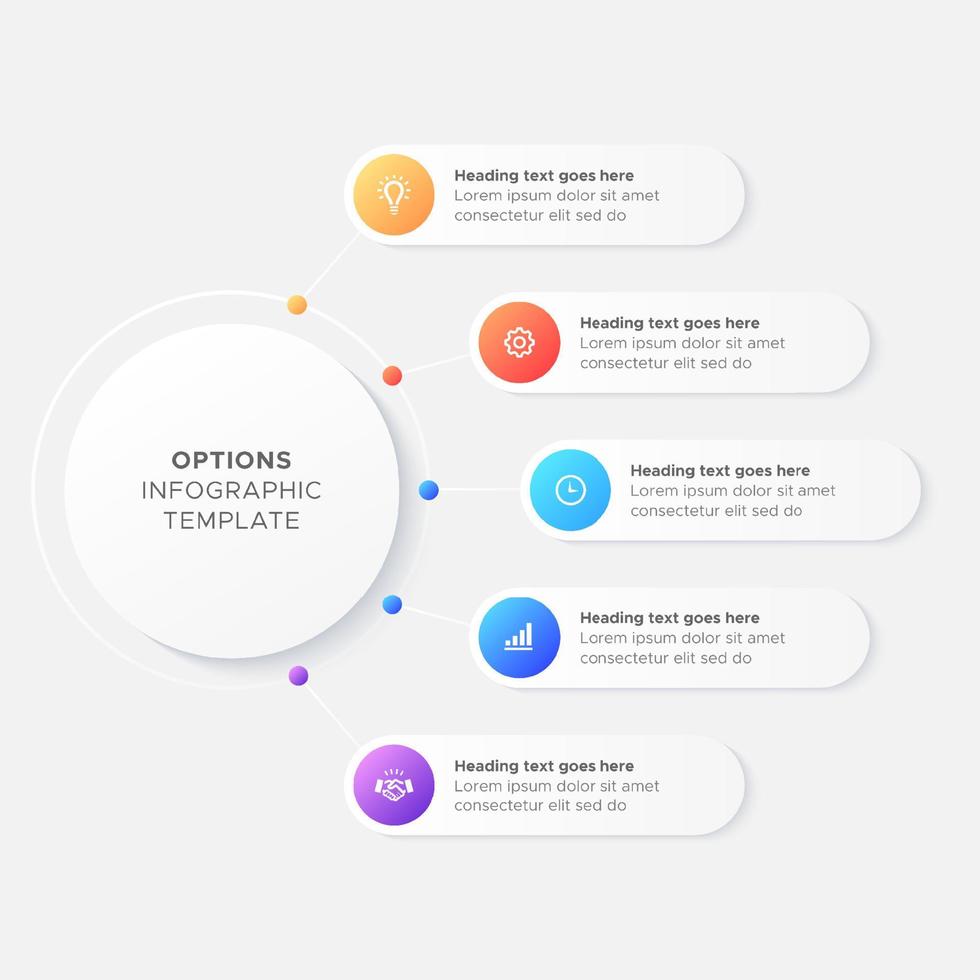 fünf 5 Schritte Optionen runden Geschäft Infografik modern Design Vorlage vektor