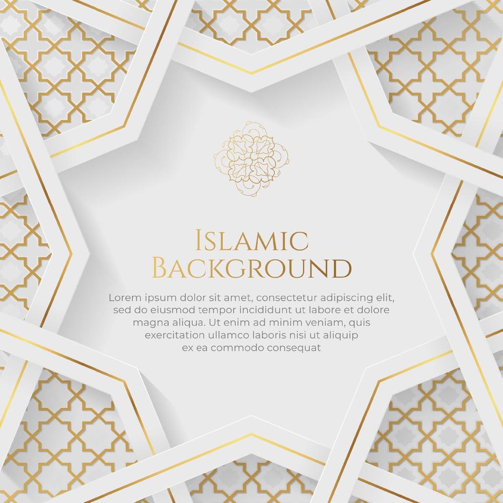 islamic arabicum arabesk prydnad gräns lyx abstrakt vit bakgrund med kopia Plats för text vektor