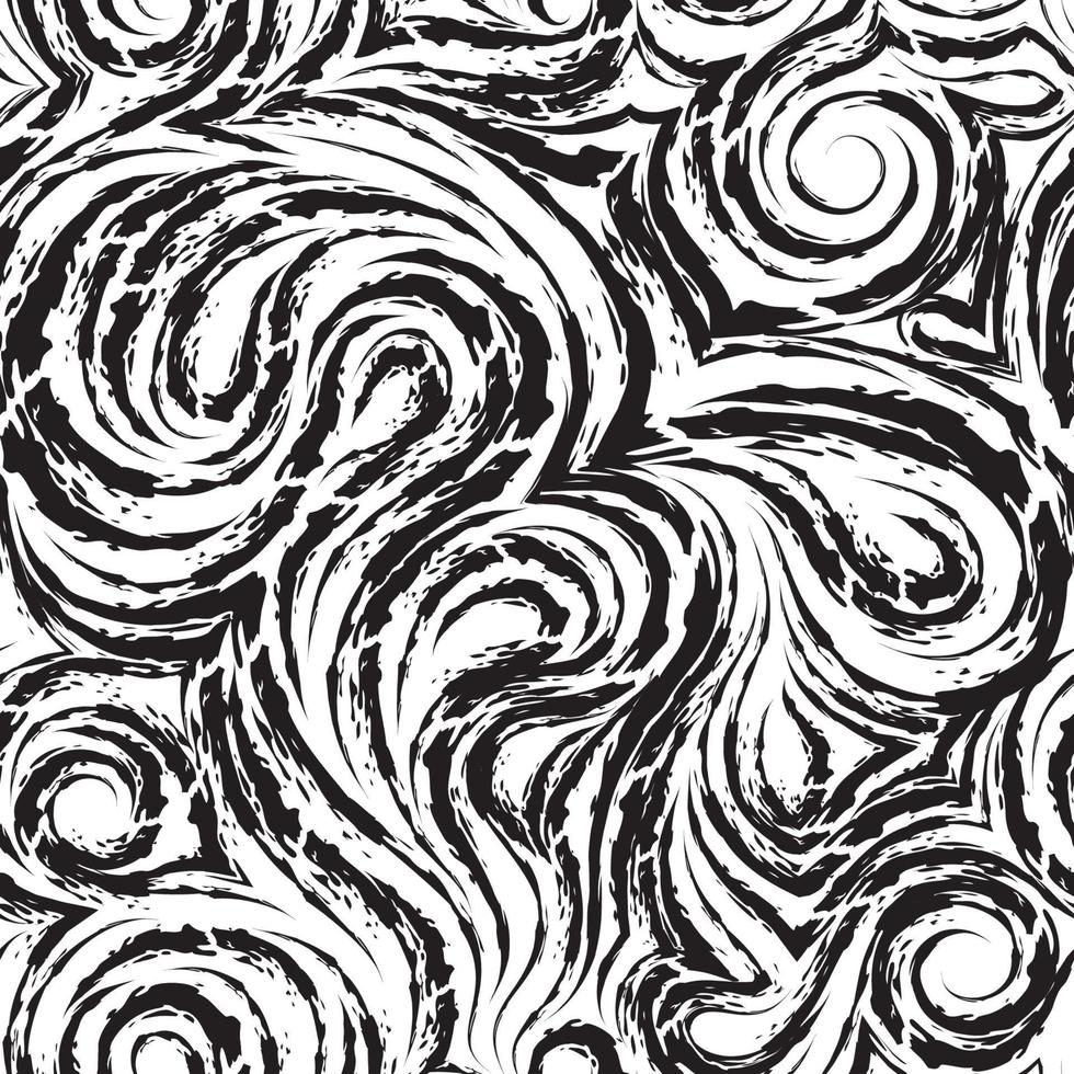 abstrakte schwarze Vektortextur der glatten Spiralen und der Schleifen. Faserholz oder Marmor verdrehtes Muster. Wellen oder Wellen. vektor