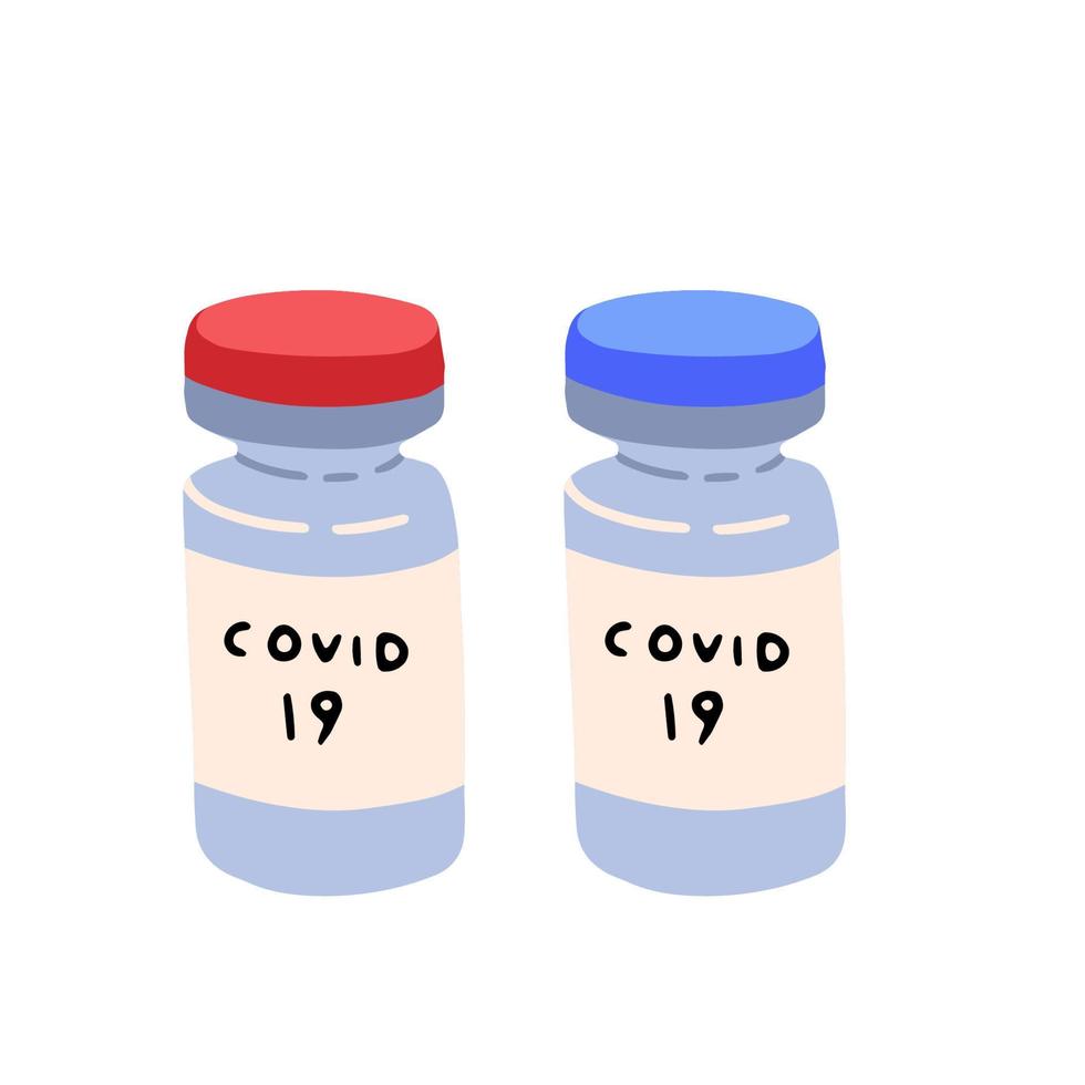 covid-19 coronavirus vaccin. vaccin flaska. behandling för coronavirus covid19. isolerat platt tecknad serie vektor illustration
