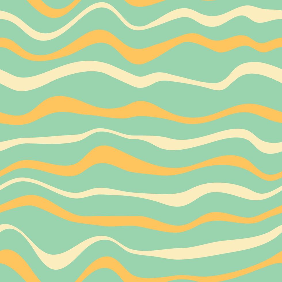 retro vågig linje sömlös mönster. förvrängd bakgrund 1970, 1960 årgång stil. flytande kurvig trippy abstrakt psychedelic mall för omslag affisch textil- papper. vektor illustration.
