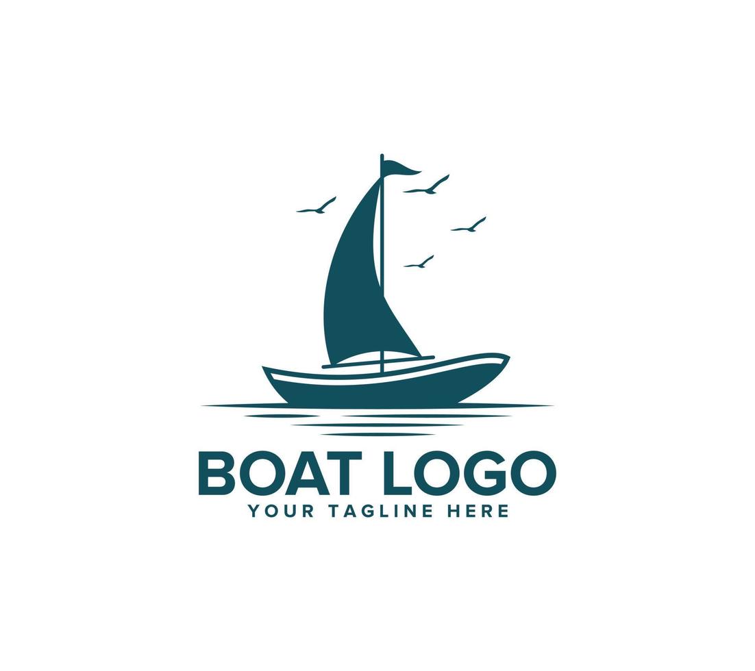 segelbåt logotyp design på vit bakgrund, vektor illustration.
