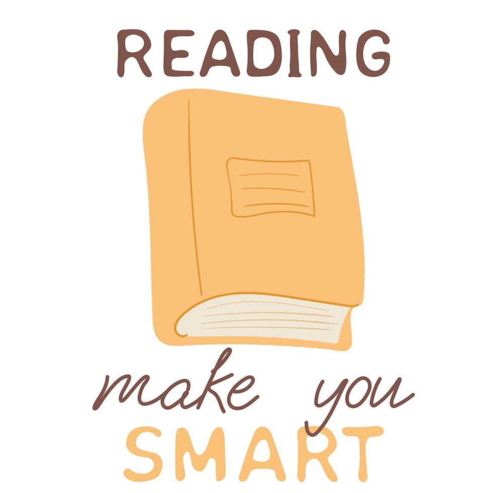 läsning göra du smart. hand dragen stängd bok isolerat på vit bakgrund vektor