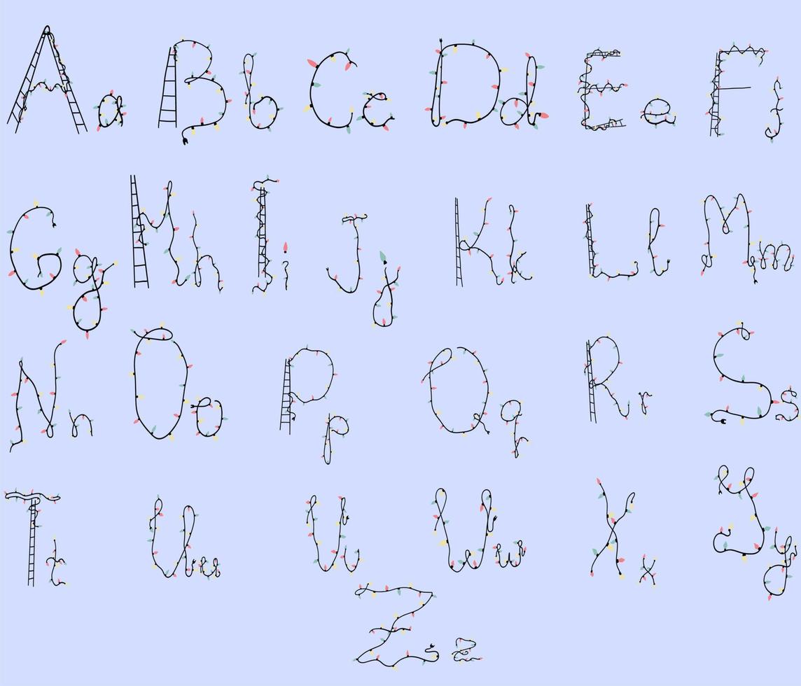 Original Alphabet mit Beleuchtung Girlande vektor