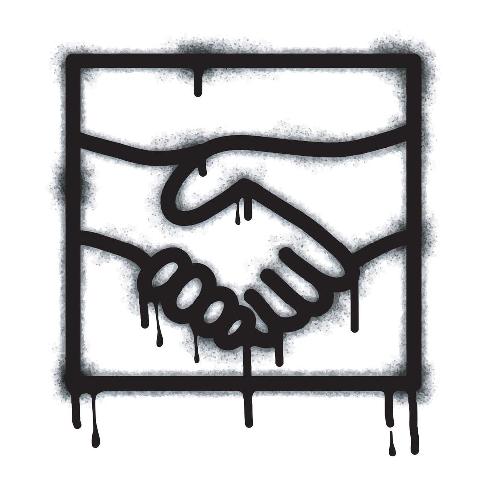 Graffiti Frieden Zeichen Sammlung, Freundschaft Graffiti sprühen gemalt schwarz auf Weiß. Handschlag Symbol. isoliert auf Weiß Hintergrund. Vektor Illustration