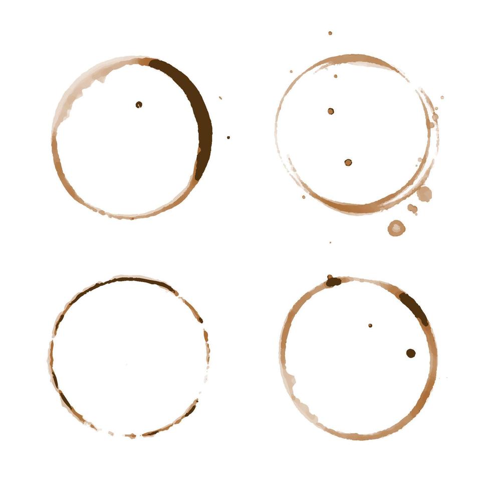 vektor kaffe färga uppsättning isolerat på vit bakgrund. kopp ringa stänk och cirkel dryck märken