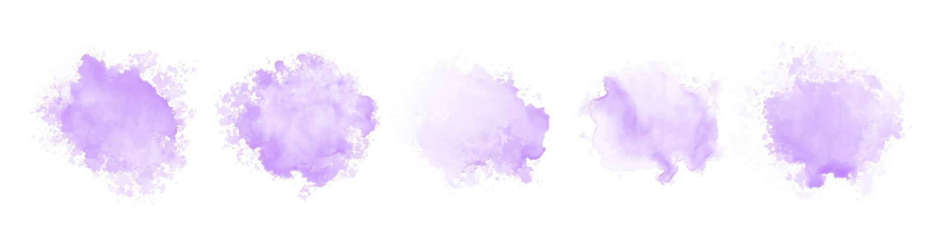 uppsättning abstrakt lila akvarell vattenstänk på en vit bakgrund vektor