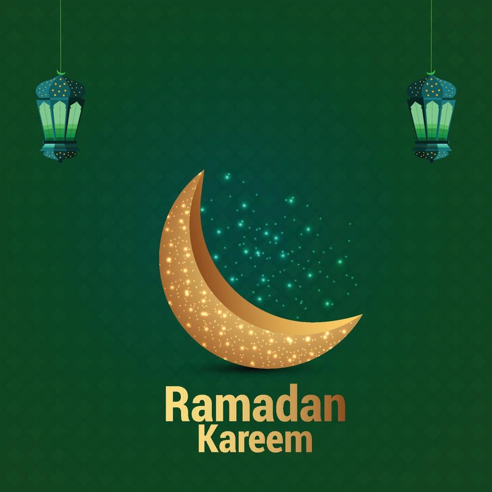 Ramadan goldener Mond auf grünem Hintergrund vektor