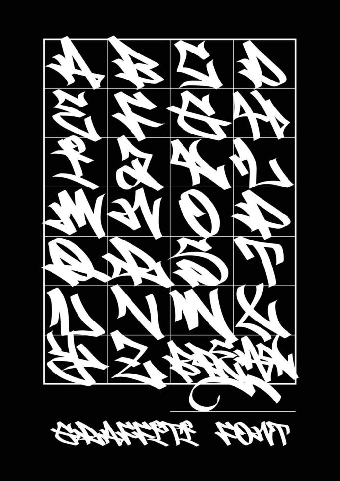 graffiti font typ kalligrafi alfabet vektor