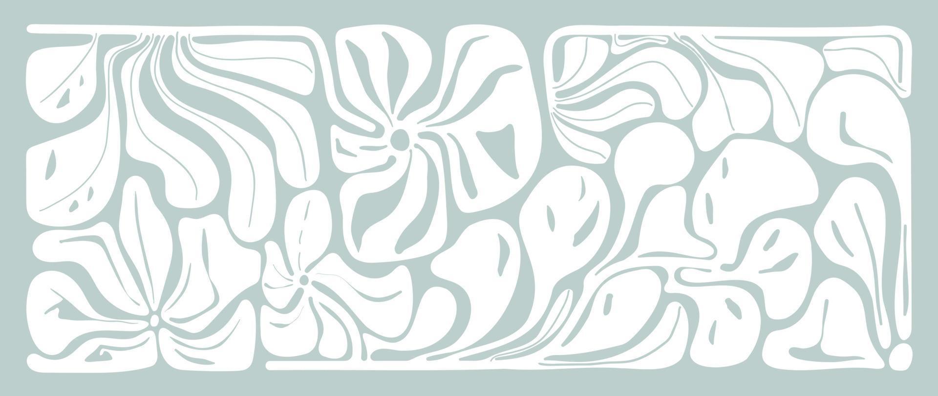 matisse konst bakgrund vektor. abstrakt naturlig hand dragen mönster design med blommor, löv, grenar. enkel samtida stil illustrerade design för tyg, skriva ut, omslag, baner, tapet. vektor