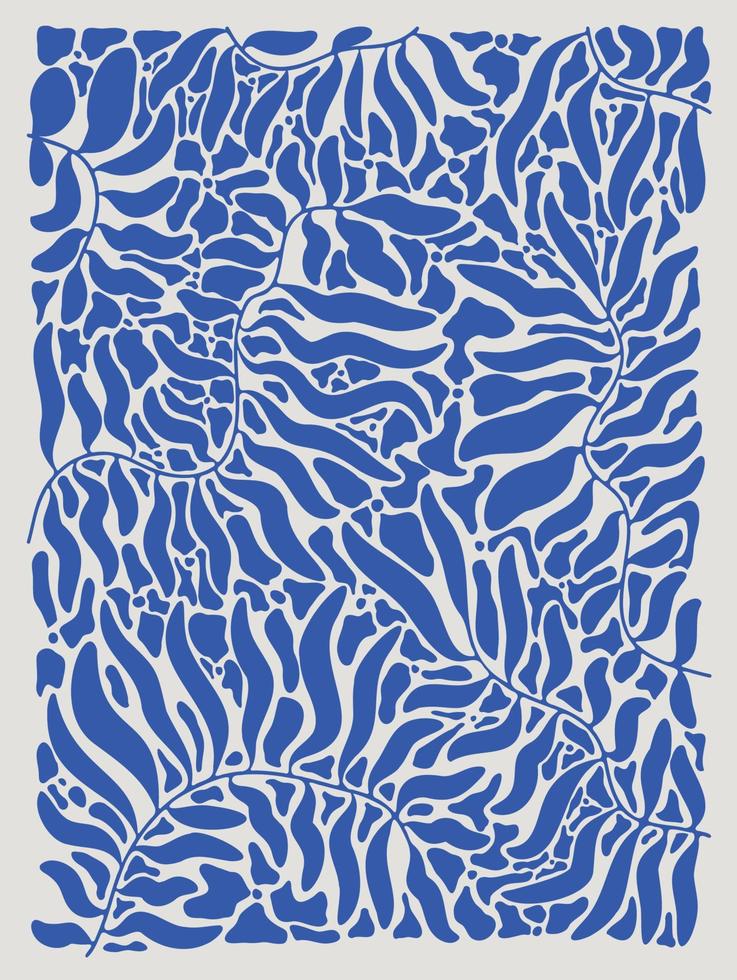 matisse Kunst Hintergrund Vektor. abstrakt natürlich Hand gezeichnet Muster Design mit Blumen, Blätter, Geäst. einfach zeitgenössisch Stil illustriert Design zum Stoff, drucken, Abdeckung, Banner, Hintergrund. vektor