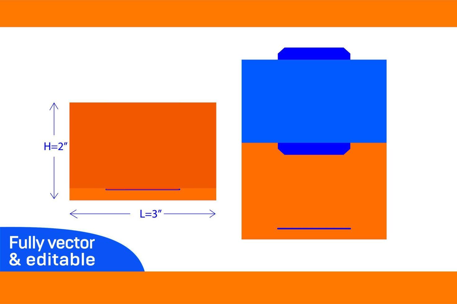 Einladung Briefumschlag 2x3 Zoll Dieline Vorlage und 3d Briefumschlag 3d Box vektor