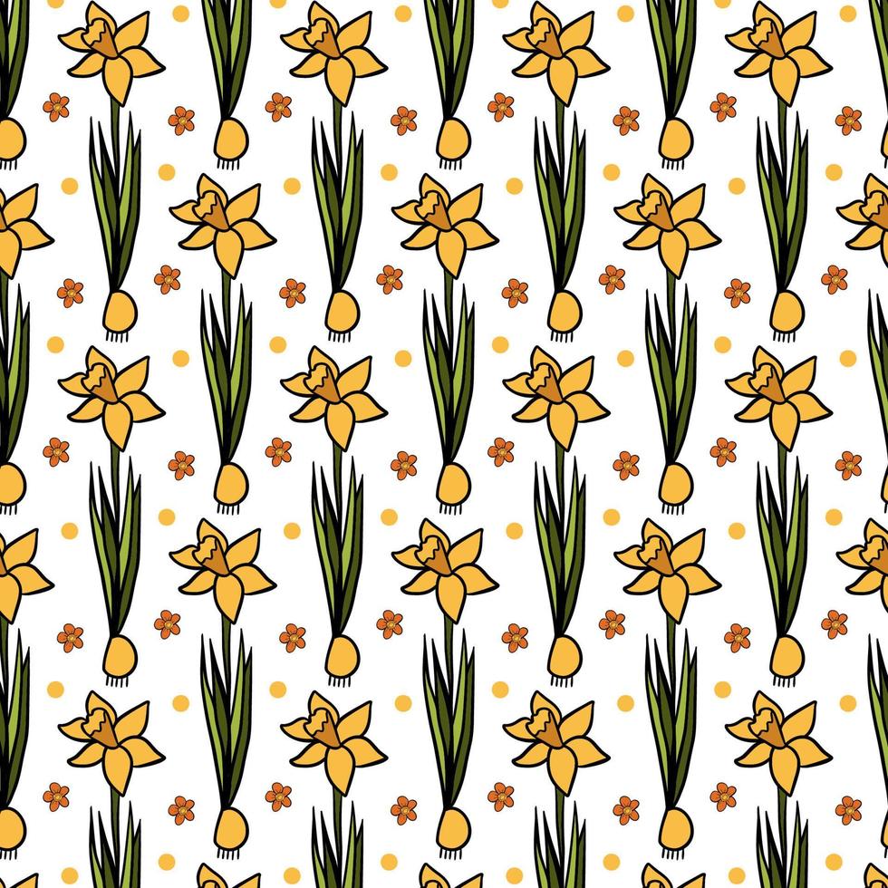 Vektor Illustration zum Ihre Design. Muster. Garten Satz. Blume Narzisse.