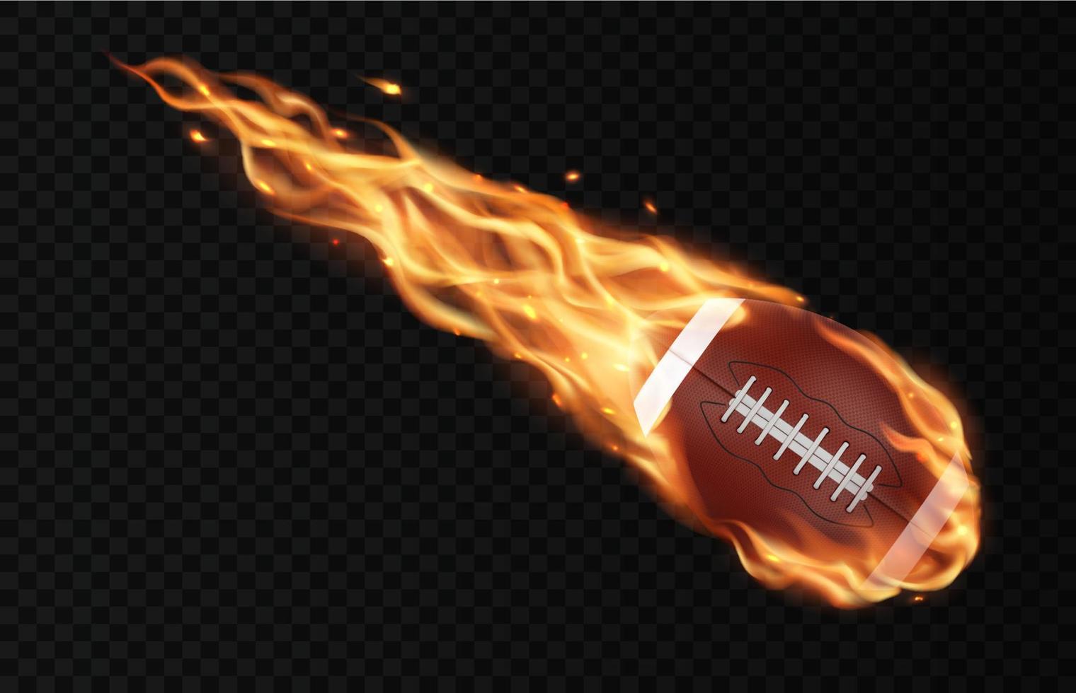 flygande amerikan fotboll boll, brand flamma spår vektor