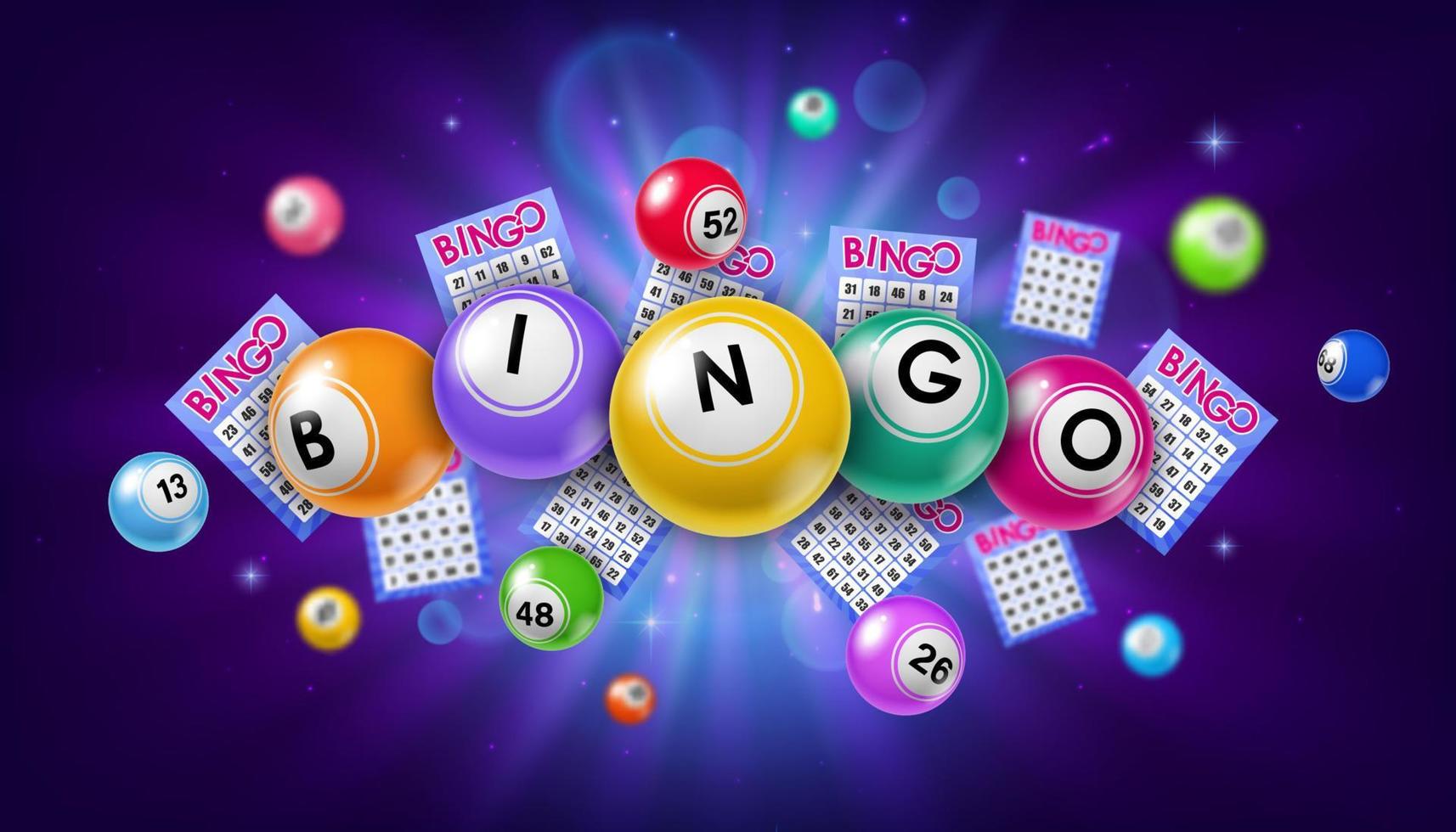 Bingo Lotterie Bälle und Tickets Hintergrund vektor