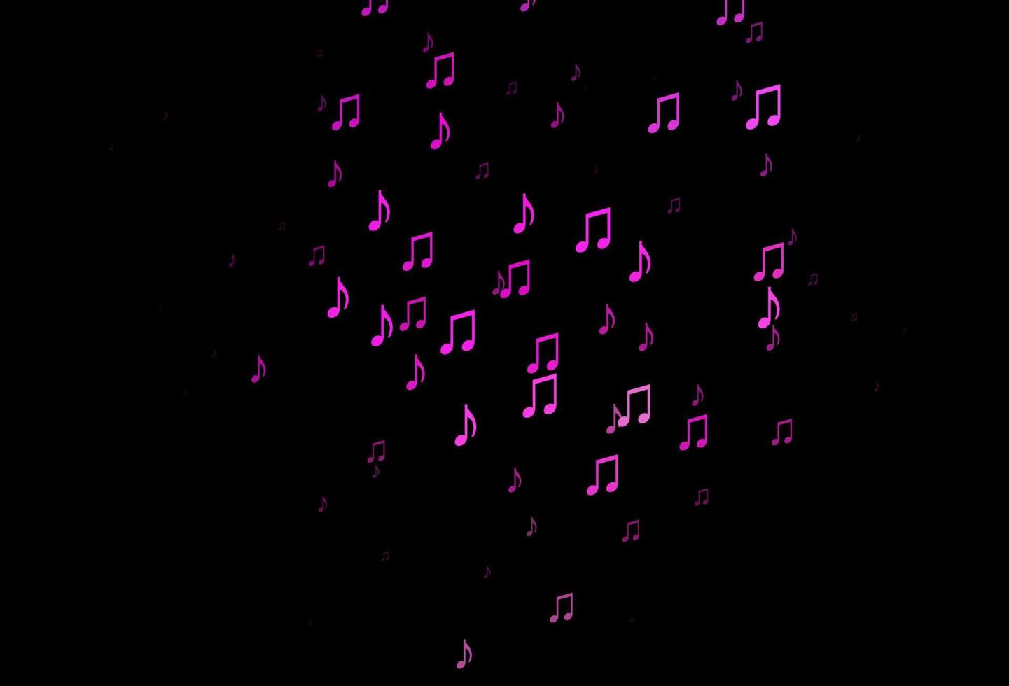 mörkrosa vektor mall med musikaliska symboler.