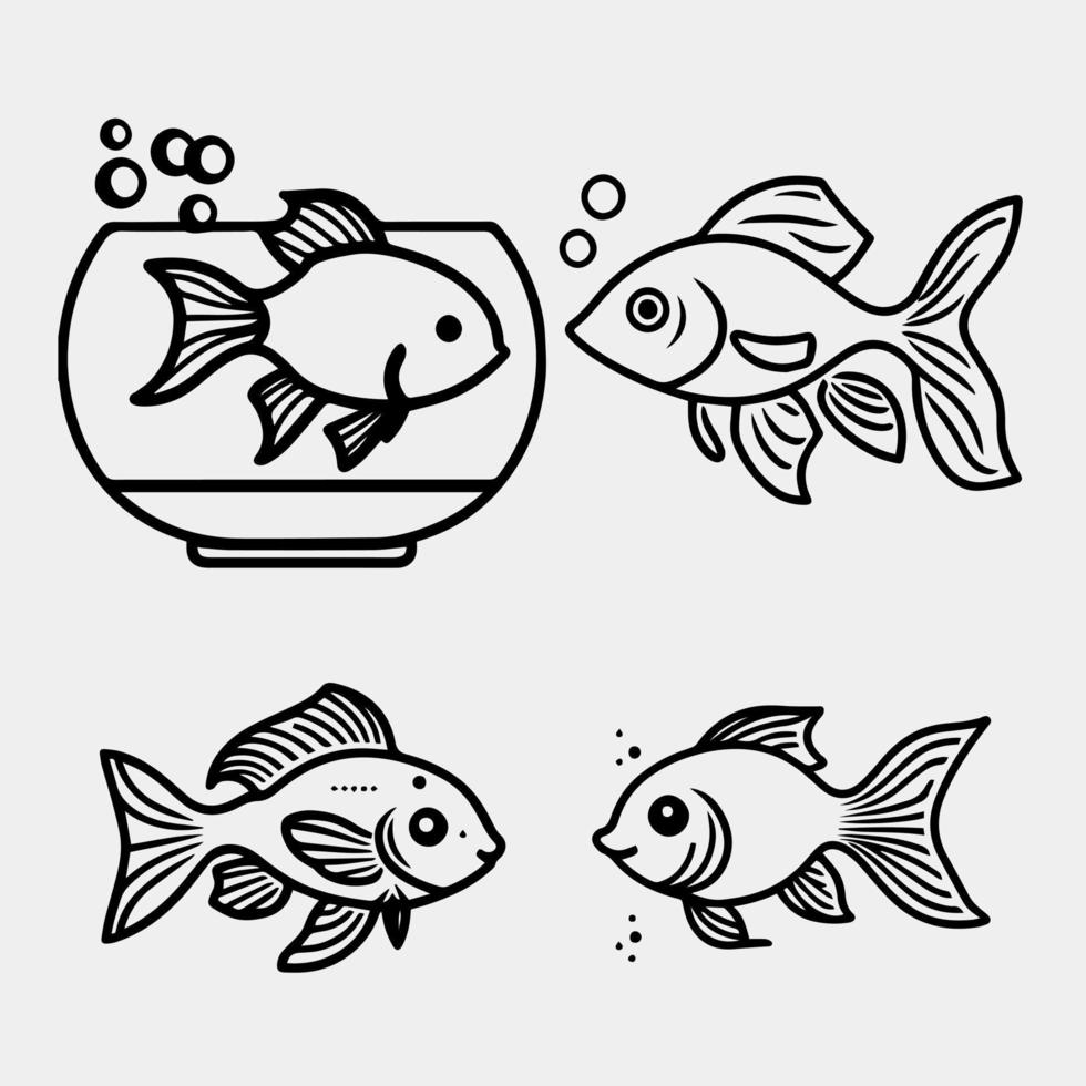 schwarz und Weiß Vektor Illustration von golden Fisch
