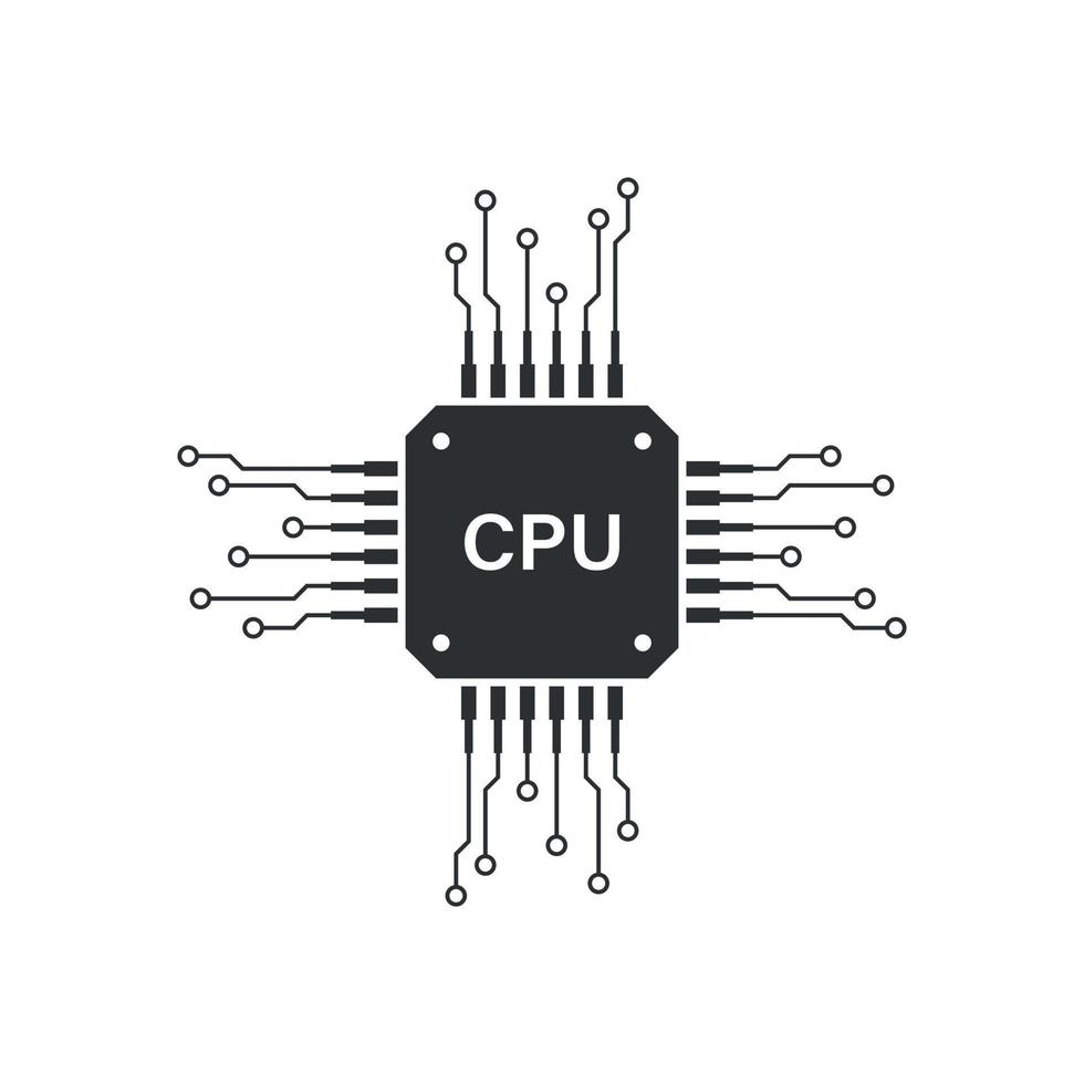 cpu för dator och smartphone ikon i platt stil. processor chipset vektor illustration på isolerat bakgrund. mikrochip tecken företag begrepp.