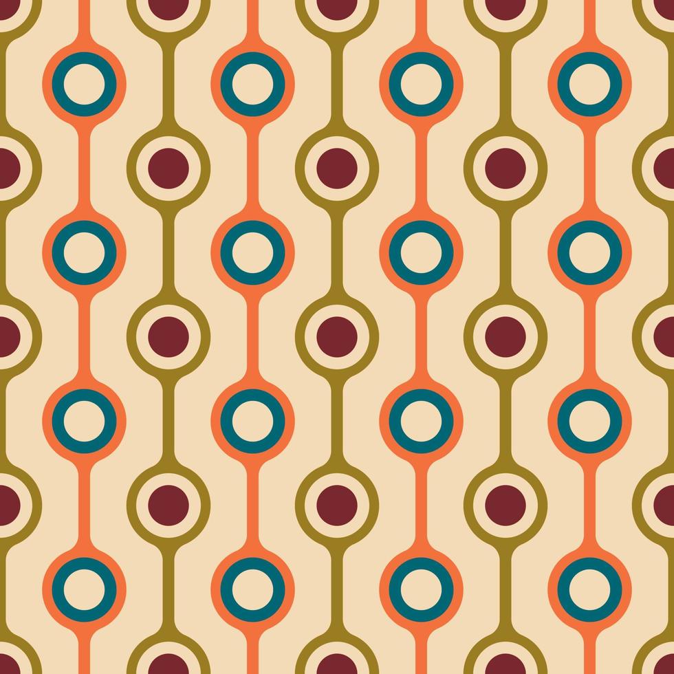 Ästhetisches druckbares nahtloses Muster aus der Mitte des Jahrhunderts mit Retro-Design. dekorativer Vintage-Hintergrund im Stil der 50er, 60er, 70er Jahre im minimalistischen Stil der Mitte des Jahrhunderts für Stoff, Tapete oder Verpackung vektor