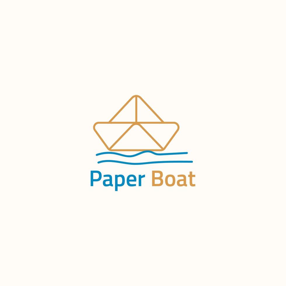 papper båt logotyp flytande på vatten. vektor