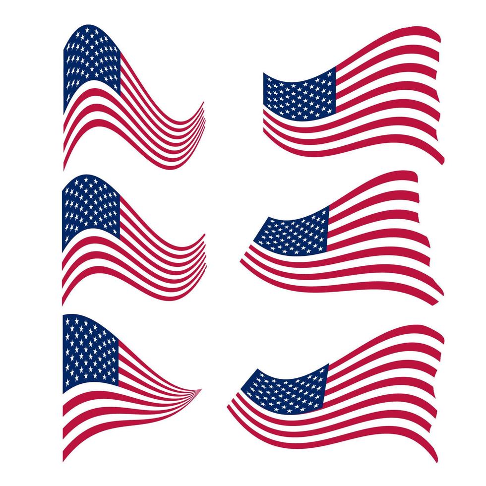 uns Denkmal Tag, Patriot stolz Etikett, amerikanisch Flagge und National Symbole, vereinigt Zustände von Amerika patriotisch Embleme Vektor Satz. National Unabhängigkeit Tag 4 .. Juli Abzeichen