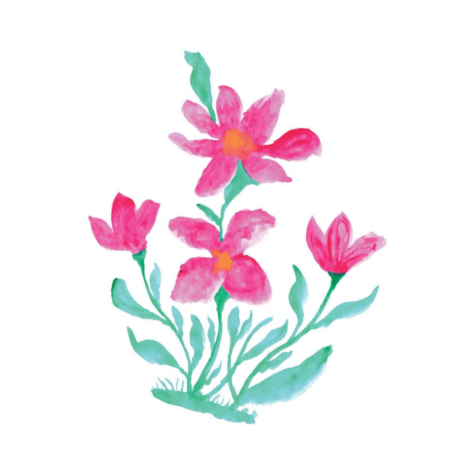 Aquarell Gemälde von ein Blume mit Rosa Blütenblätter auf ein Weiß Hintergrund. Aquarell Blume Design Illustration vektor