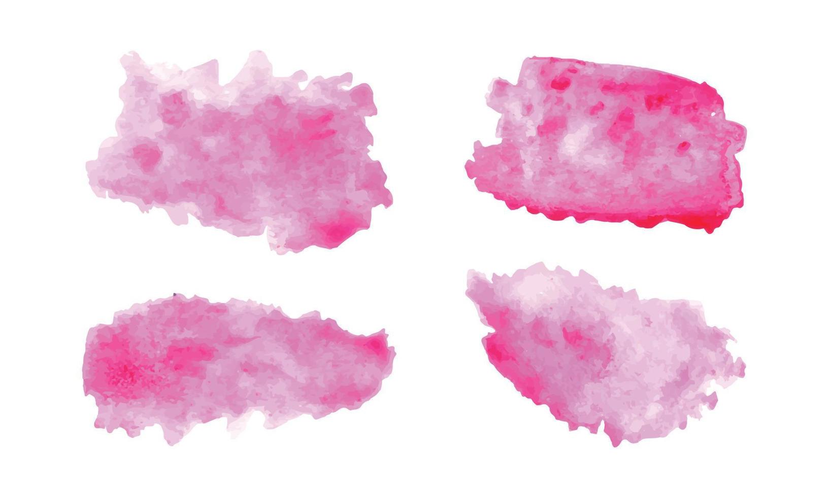 Hand gezeichnet Rosa Aquarell Bürste Schlaganfall Design Vektor Satz. Vektor Hand gezeichnet Aquarell Schlaganfall