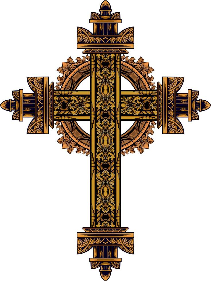Christus Kreuz Design mit klassisch Stil Gravur Ornament zum Elemente, editierbar Farbe vektor