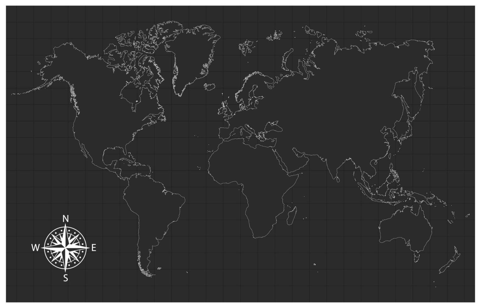 schwarz und Weiß Gliederung Welt Karte vektor