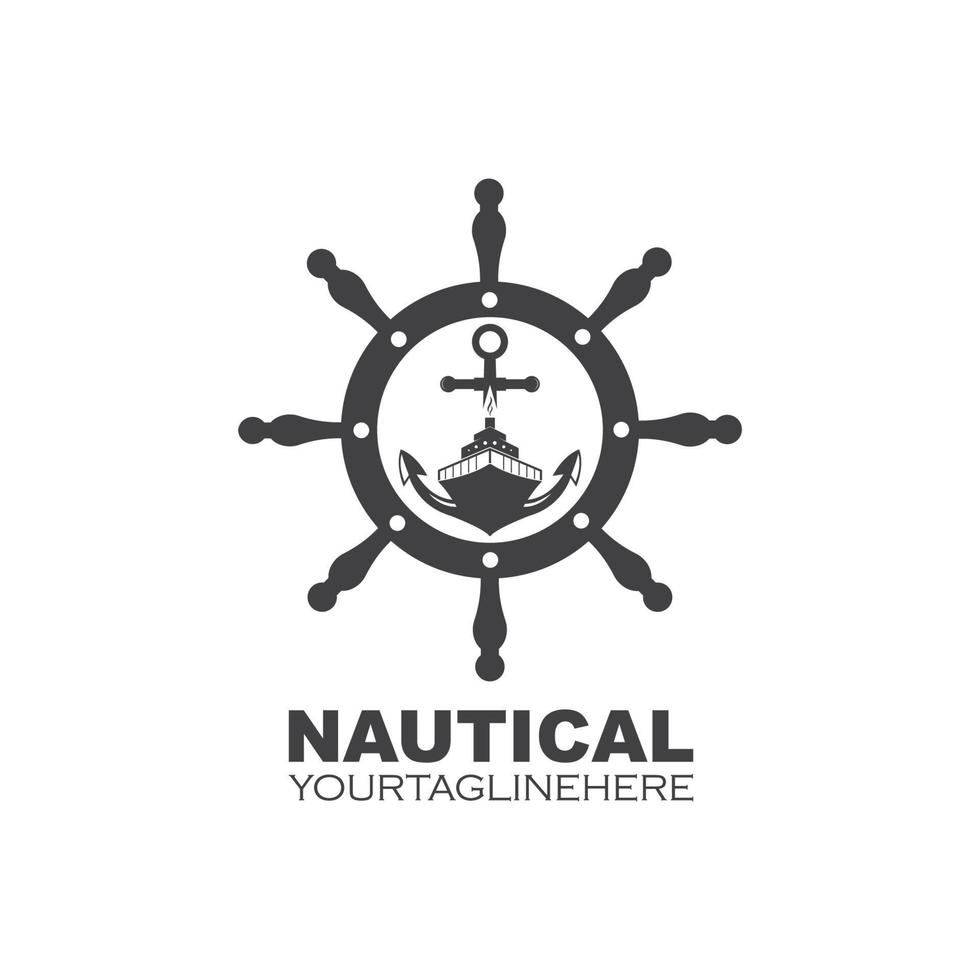 Lenkung Schiff Vektor Logo Symbol von nautisch maritim