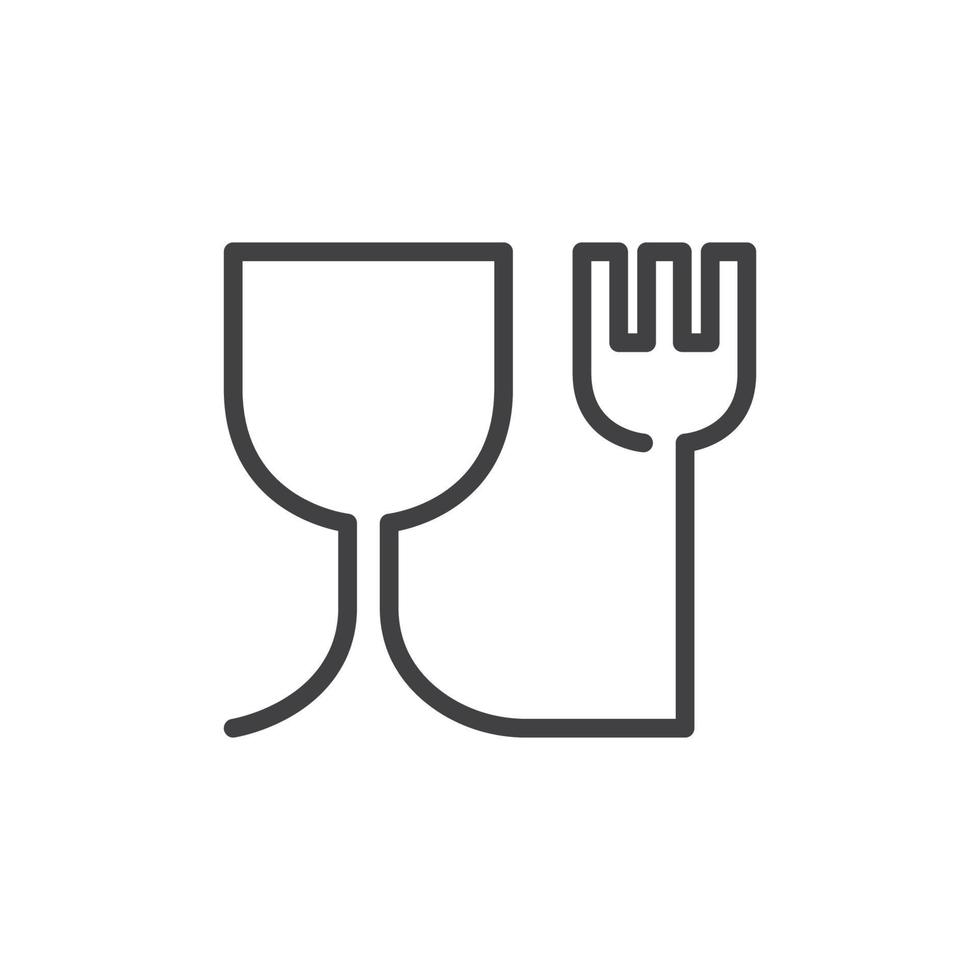 gaffel och glas logotyp ikon vektor illustration